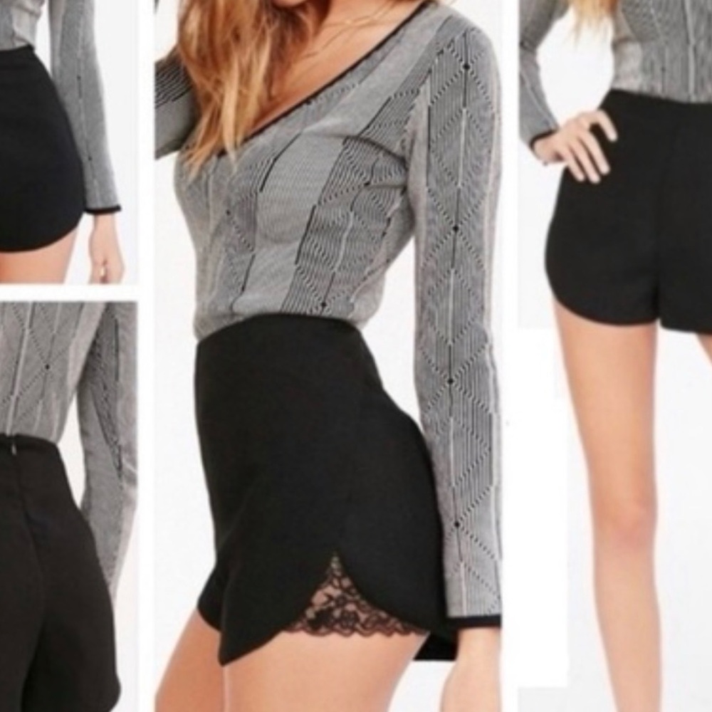 Kimchi blue, black and lace High-wasted shorts